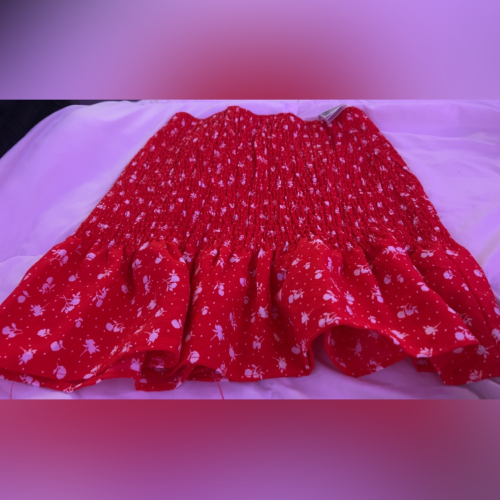 H&M Red Floral Skirt